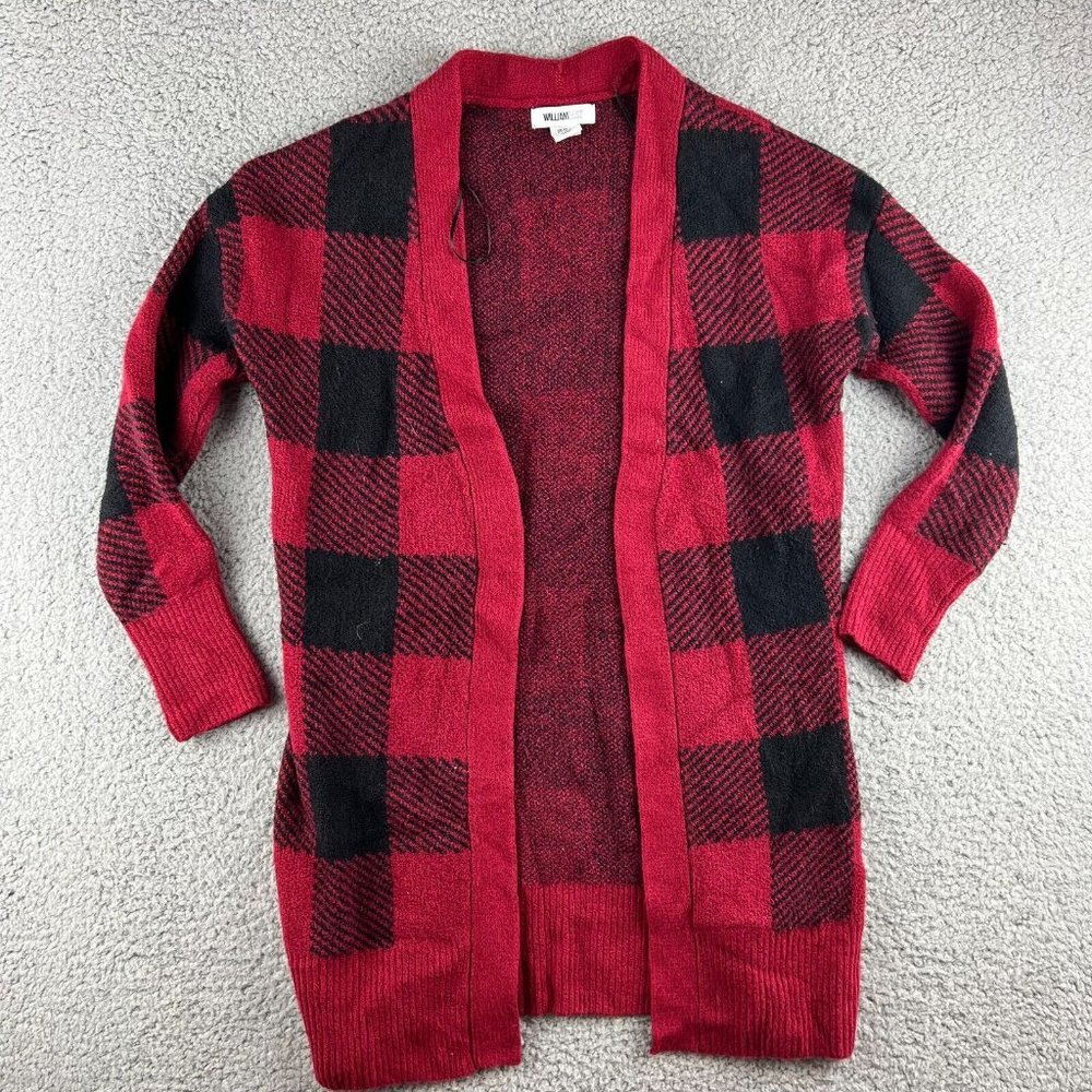 William Rast Red & Black Plaid Longline Women’s Cardigan Size XS